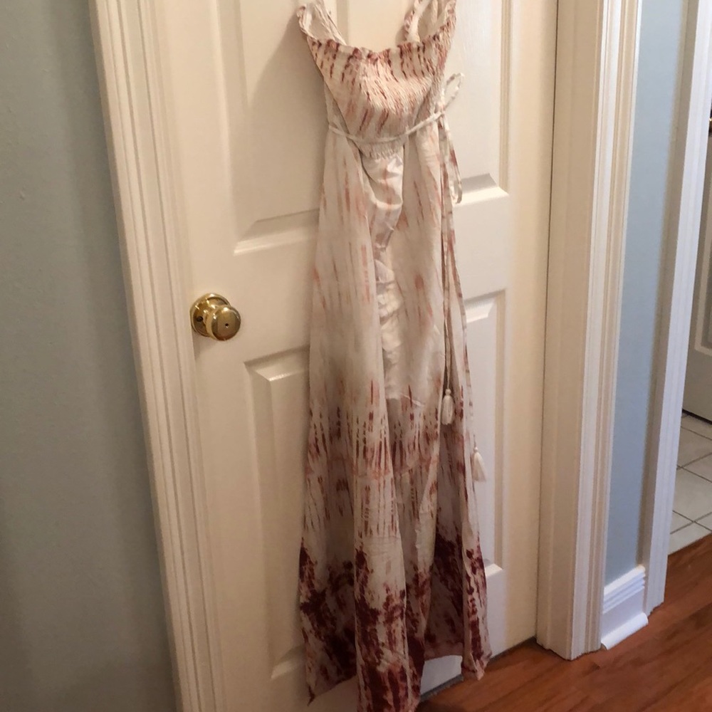 Strapless smocked maternity dress